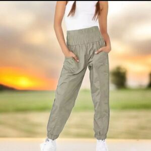Free People Movement The Way Home Joggers pull on smocked parachute pant gray sm